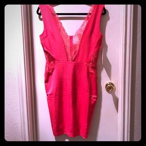 Pink dress with lace detailing